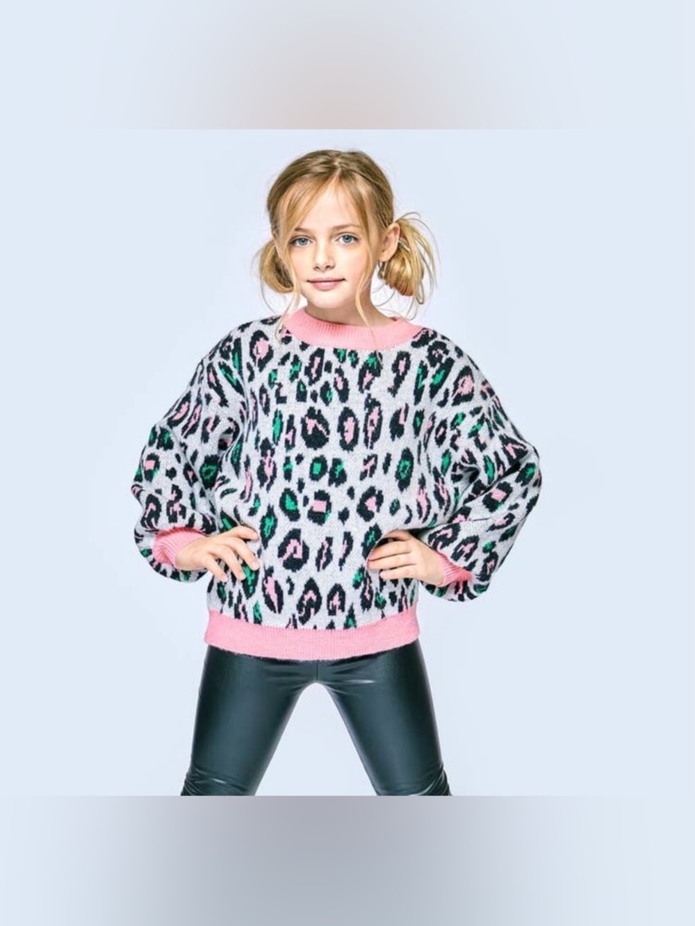HANNAH BANANA Girl’s Leopard Animal Print Pullover Sweater size 6
